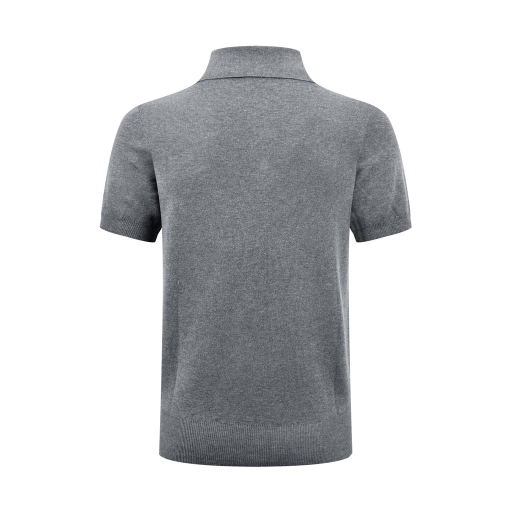 Men Short‑Sleeve Knit Polo Shirt, Small Horse Embroidery