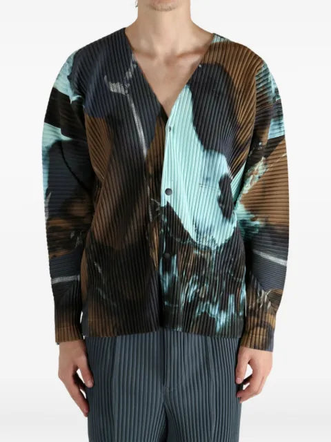 Homme Plissé Issey Miyake pleated print cardigan