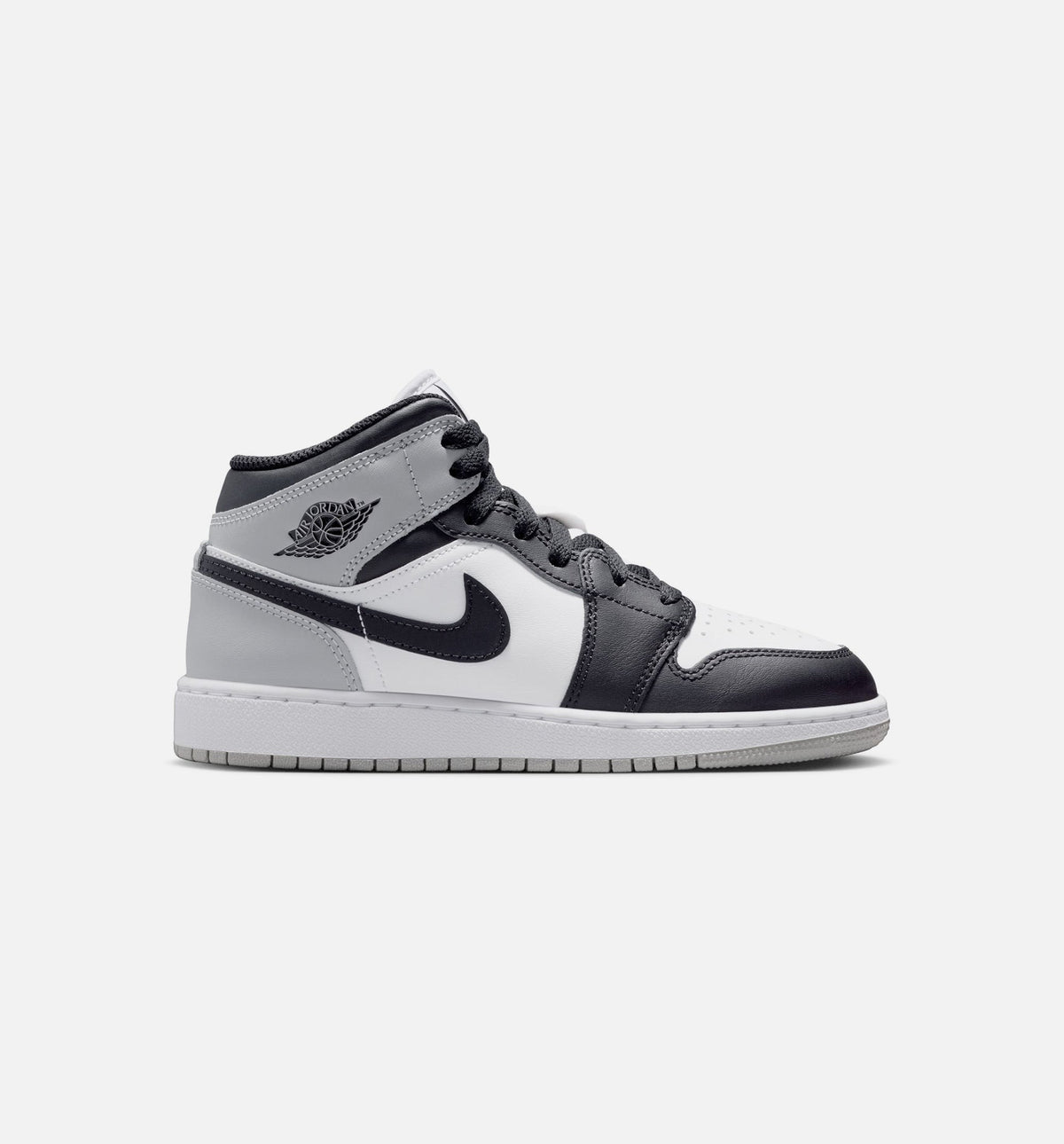 Air Jordan 1 Mid Big Kids' Lifestyle Shoes - White/Light Smoke Grey/Black
