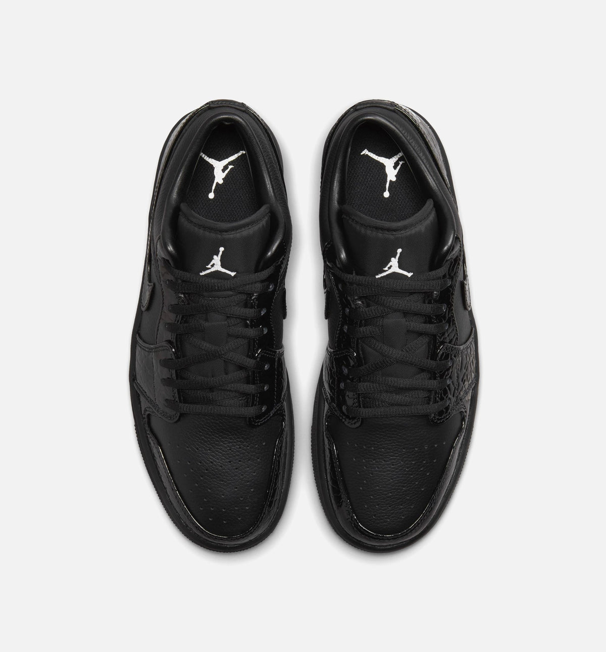 Air Jordan 1 Low Patent Elephant Women's Lifestyle Shoes - Black/White/Metallic Silver