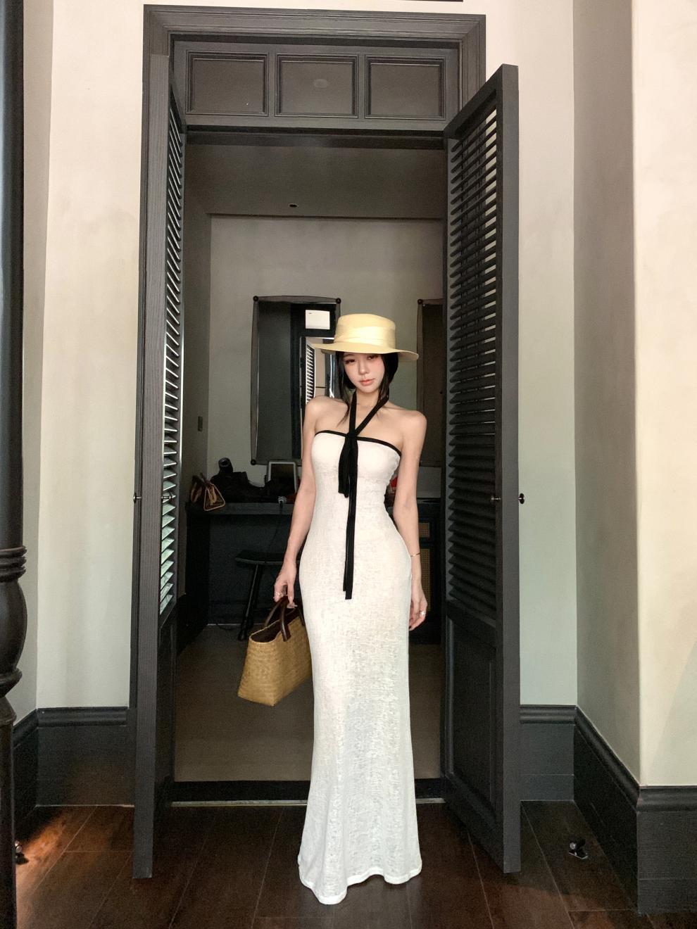 Halter Tie Bandeau Mermaid Maxi Dress Slim Bodycon Summer Long Gown