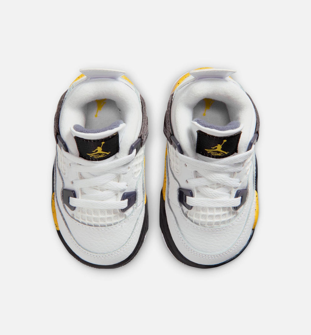 Air Jordan 4 Retro Rare Air Tour Yellow Infant & Toddler Lifestyle Shoes - White / Dark Blue Grey / Tour Yellow