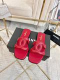 Chanel Embossed Logo Slide Sandals