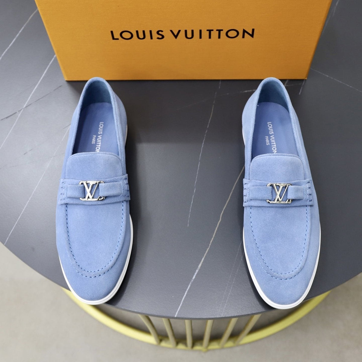Louis Vuitton Men's Suede-Like Metal Hardware Loafers