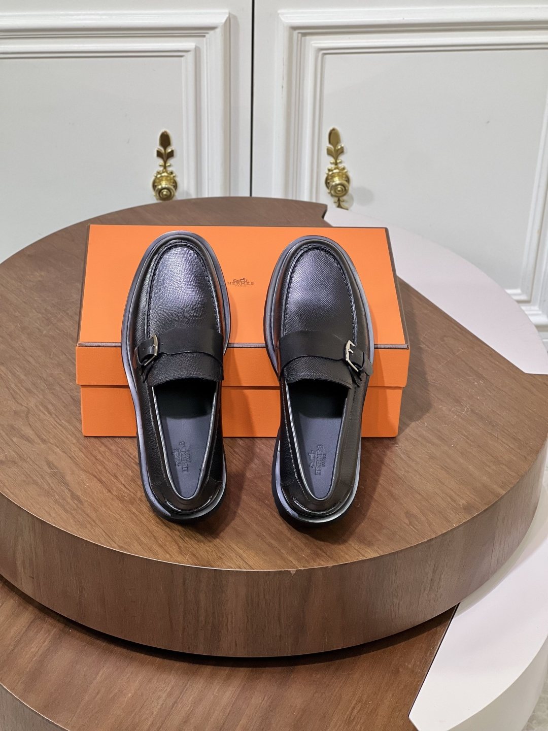 Hermès Men's Metal-Bar Lug Sole Loafers