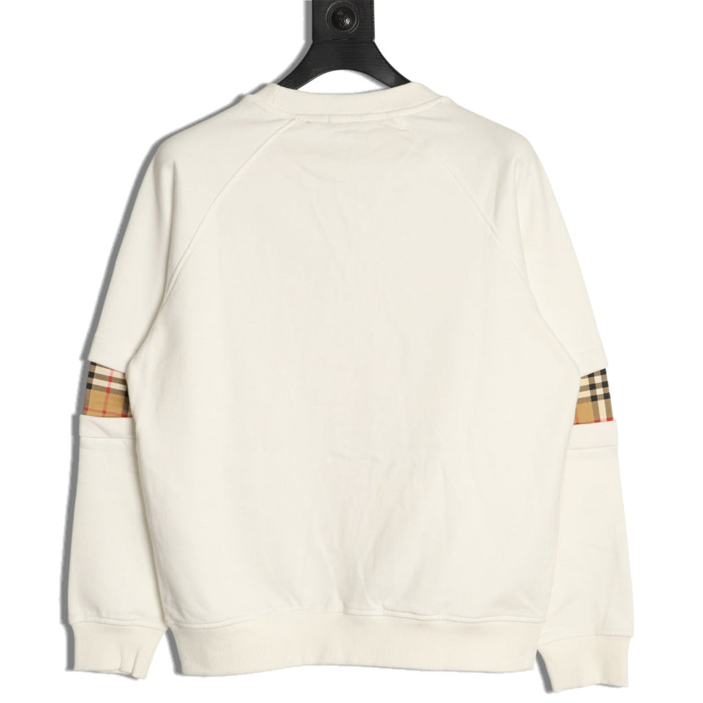 Burberry 26FW Signature Embroidered Check-Panel Crewneck Sweatshirt